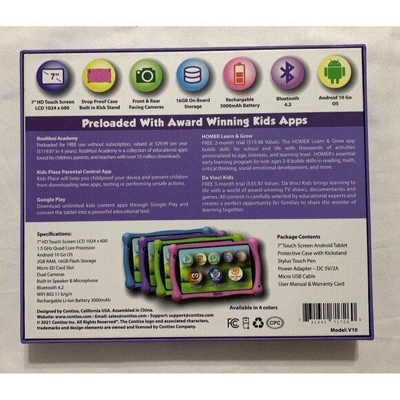 Contixo kids 7” Learning Android Tablet (purple) - Picture 5 of 6